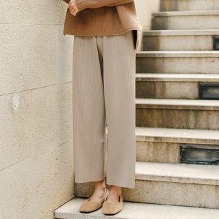 Ribbed Wide Leg Cropped Knit Pants