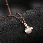 Stainless Steel Rhinestone Pendant Necklace Rose Gold - One Size