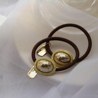 Faux Pearl Hair Tie 1 Pc - Gold - One Size