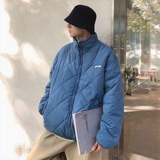 Lettering Quilted Zip-up Jacket