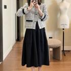 Tweed Jacket / A-line Midi Skirt