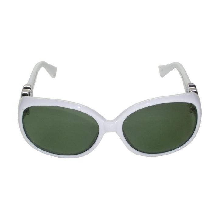 Lady Sunglasses (white Frames, Silver, Logo, Green G15 Lens) 1 Pc