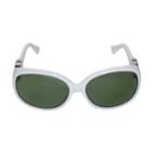 Lady Sunglasses (white Frames, Silver, Logo, Green G15 Lens) 1 Pc