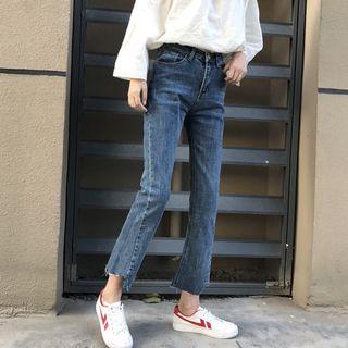 Asymmetric Cropped Boot-cut Jeans