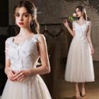 Sleeveless Butterfly A-line Midi Evening Dress