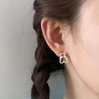Faux Pearl Bear Earring 01 - 1 Pair - Silver - One Size
