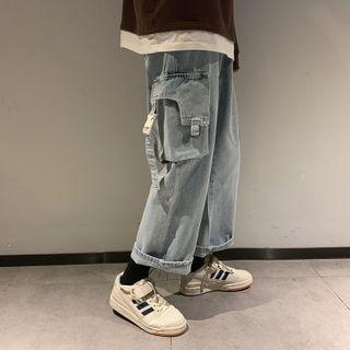 Cropped Straight Leg Cargo Jeans