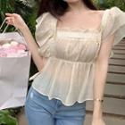Cap-sleeve Flowy Chiffon Top