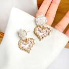 Faux Pearl Rose Sterling Silver Drop Earring 1 Pair - White & Gold - One Size