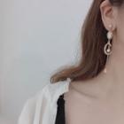 Non-matching Cat Eye Stone Moon & Star Dangle Earring Gold - One Size