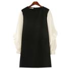 Panel Long-sleeve Chiffon Dress