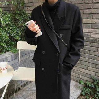 Peaked-lapel Long Coat