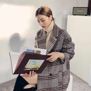 [lovb] Double-breasted Plaid Coat