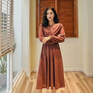 Wrapped Midi A-line Knit Dress