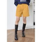 Pleated Corduroy Wide-leg Shorts