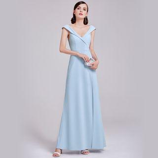 V-neck Sleeveless Evening Gown