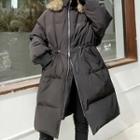 Faux-fur Hood Padding Long Jacket