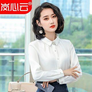 Plain Work Shirt / Pencil Skirt / Brooch / Set