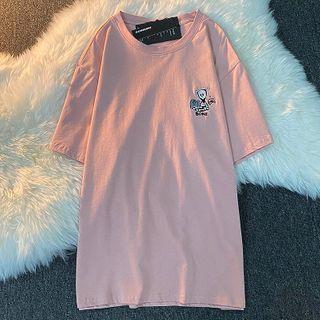 Elbow-sleeve Mummy Embroidered T-shirt