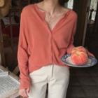 Buttoned Light Cardigan Cherry Pink - One Size