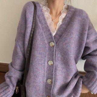 Lace Trim Blouse / Plain Cardigan
