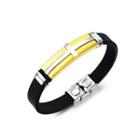 Fashion Classic Gold Plated Cross Geometry Rectangular 316l Stainless Steel Silicone Bracelet Golden - One Size