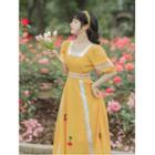 Lace Trim Square-neck Dress