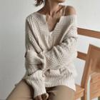 Chunky Knit Sweater Light Coffee - One Size