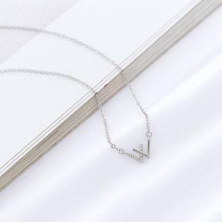 Alloy Rhinestone Letter W Pendant Necklace As Shown In Figure - One Size