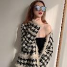 Fray Hem Houndstooth Jacket Houndstooth - Black & Almond - M