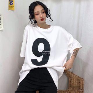 Elbow-sleeve Number 9 T-shirt