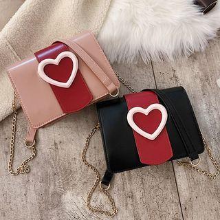 Faux Leather Heart-buckle Crossbody Bag