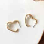 Heart Faux Pearl Alloy Earring 1 Pair - Stud Earring - Gold - One Size