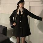 Bow Collar Button Coat Black - One Size