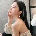 Faux Pearl Chained Hair Pin Earring 1 Pair - Gold - One Size