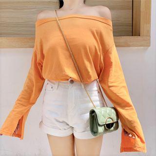 Loose-fit Long Sleeve Off-shoulder Top