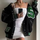Long-sleeve Faux-leather Light Jacket