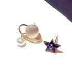 Planet Star Faux Pearl Asymmetrical Earring 1 Pair - One Size - One Size