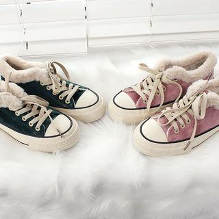 Fleece-lined Faux-suede Sneakers