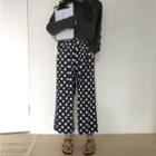 Plain Long Sleeve T-shirt / Dotted Straight Cut Pants