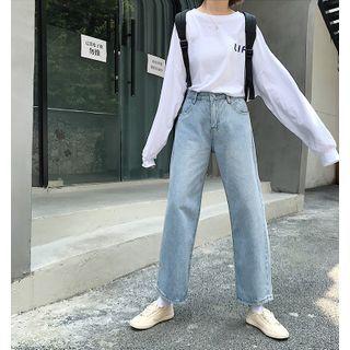 Washed Straight-leg Loose-fit Jeans