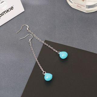 Resin Droplet Drop Earring 1 Pair - Light Blue Drop - Silver - One Size
