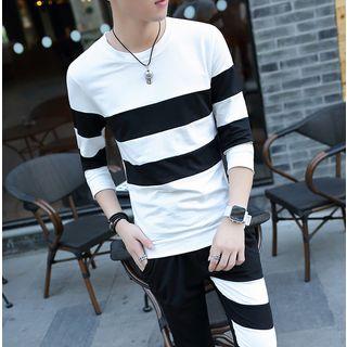 Set: Striped Long-sleeve T-shirt + Sweatpants