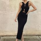 Cut-out Midi Side-slit A-line Dress