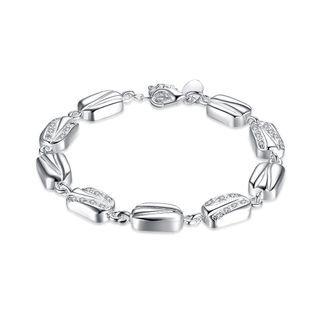 Elegant Fashion Geometric Rectangle Austrian Element Crystal Bracelet Silver - One Size