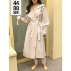 Double-breasted Belted Trench Coat Cream - One Size