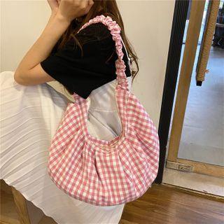 Gingham Shirred Strap Tote Bag