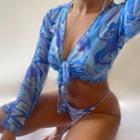Printed Bikini / Long-sleeve Top / Skirt / Set