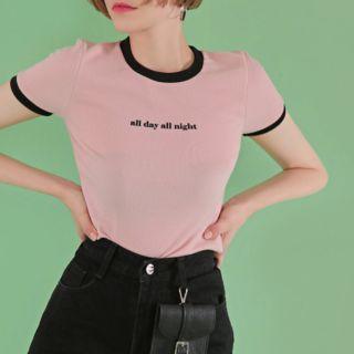 Adan Letter Print Ringer Top