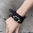 Heart Faux Leather Bangle Black - One Size